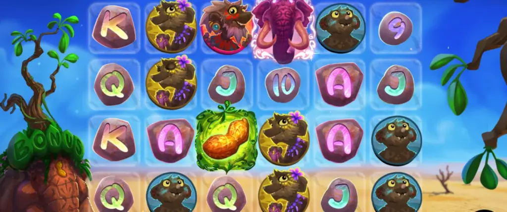 Wild symbol transformation feature with glowing pink elephants